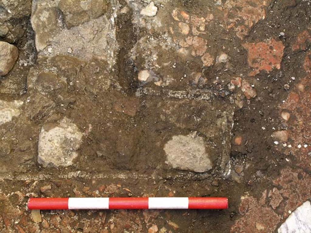 VI.25, Herculaneum. May 2004. Rear room, detail from flooring at north end on east side. Photo courtesy of Nicolas Monteix.
